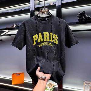 เสื้อยืดผ้าฝ้ายทอลายทแยงสำหรับผู้ชายเสื้อถักโครเชต์กีฬาสำหรับ100% โลโก้ตามสั่ง - Product Image 1