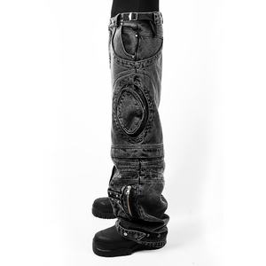 กางเกงคาร์โก้ผ้าแคนวาสหนา 6 กระเป๋า สไตล์สตรีทแฟชั่นแบบใหม่ล่าสุด ลุคสบายๆ ทรงหลวม สีดำ - Product Image 3