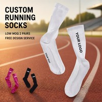 CUSTOM Unisexe Brodé Tennis Athlétique logo Running Ankle Crew Oem Designer Compression Coton Personnalisé Sports Chaussettes pour Femmes