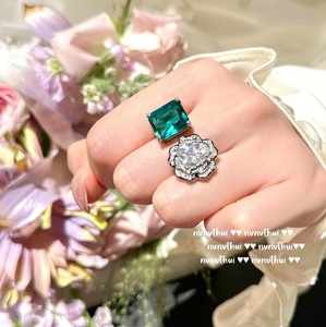 18K mạ vàng Malachite màu xanh lá cây Vòng hoa Zircon Vòng cổ điển Vòng đeo tay Bông tai thiết lập ngọc lục bảo giỏ hoa thiết kế trang sức thời trang - Product Image 4