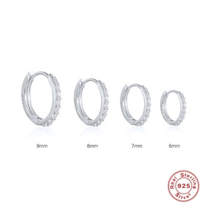 Simple Gold Diamond <b>Ear</b> <b>Clip</b> Zircon 925 Sterling Silver Hoop Earrings - Product Image 3