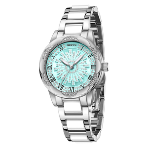 Nibosi 2695 Nuovo Orologio da <span class=keywords><strong>Donna</strong></span> di Lusso al Quarzo con Diamanti, in Ceramica e Acciaio Oro Rosa, Impermeabile con Lancette Luminose - Product Image 3