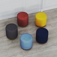 Repose-pieds moderne personnalisé Round Ottoman Velvet Base métallique Pouf Ottoman