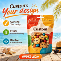 Sachet d'emballage plastique refermable personnalisé de qualité alimentaire avec fenêtre transparente pour biscuits, bonbons, noix et snacks