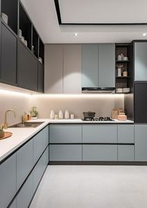 ตู้ครัวไม้เนื้อแข็งสไตล์มินิมอลที่ปรับแต่งได้หรูหราทันสมัย - Product Image 2
