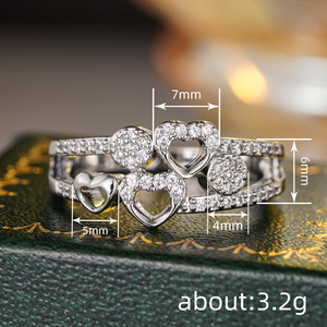 Anello in Argento A129 con Diamante Taglio Cuore per Donna, Gioiello di Fidanzamento con Diamante Naturale Colore H, Anello con Diamante Bianco - Product Image 5