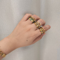Ensemble de bagues connectées multi-liens pour femme, plaqué or, avec zircone cubique, élégant et délicat, pour la fête des mères et les mariages