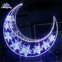 Décoration commerciale, centre commercial intérieur, plafond suspendu, rue, lumières LED 3D, motifs de lune et de mosquée pour le Ramadan