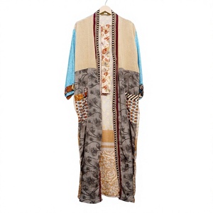 Bata Larga Elegante de Lujo para Mujer, con Parches, Manga Larga, 100% Seda Suave, Estampada, Estilo Kimono, Ropa de Dormir para Primavera - Product Image 1