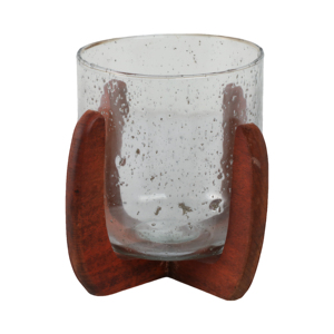Portavelas de cristal con base de madera, candelabro decorativo para centros de mesa, decoración del hogar - Product Image 4