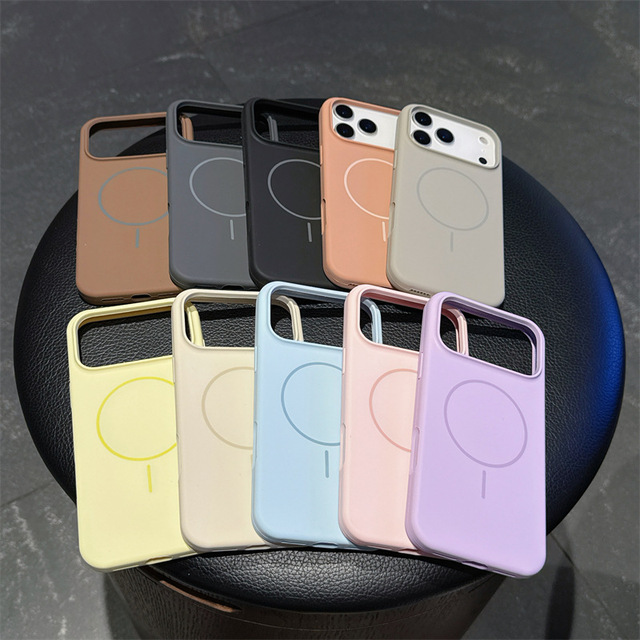Pure Color Real Liquid Silicone Soft Bumper Shockproof Case Magnetic Phone Cover for iPhone 17 Pro Max 16 15 Fundas