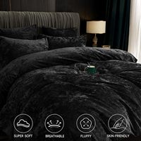 Ensemble de housse de couette en velours véritable 3 pièces, ultra doux et respirant, housse de couette luxueuse et confortable en flanelle avec taies d'oreiller