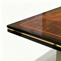 Table à manger rectangulaire moderne de luxe en bois massif avec pieds en métal, mobilier de maison personnalisable