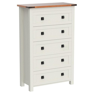<span class=keywords><strong>Commode</strong></span> minimaliste moderne à 5 tiroirs avec dessus en noyer chaud Accents en métal noir pour la maison ou le bar à la maison Meubles de maison peu encombrants - Product Image 1