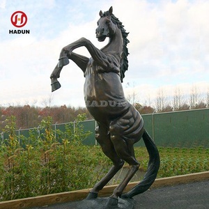 Statue de cheval de guerre en Bronze debout grandeur nature, décoration de jardin d'extérieur - Product Image 4