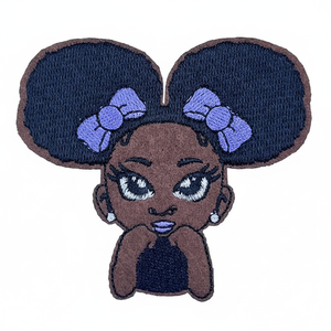 Black Girl Design Logo personnalisé patchs brodés 3D en vrac fer machines Patch pour pantalons de survêtement sergé tissu fleur pour chapeaux - Product Image 1