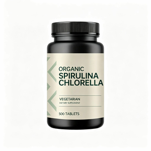 Prix de gros OEM Marque privée 100% pur biologique de qualité alimentaire HALAL <span class=keywords><strong>500</strong></span> <span class=keywords><strong>comprimés</strong></span> 1000mg <span class=keywords><strong>Spiruline</strong></span> Chlorelle pour adultes - Product Image 1