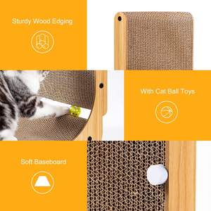 L bentuk kucing <span class=keywords><strong>Scratcher</strong></span>, kucing <span class=keywords><strong>Scratcher</strong></span> untuk kucing dalam ruangan melindungi furnitur kardus dengan bola mainan - Product Image 5