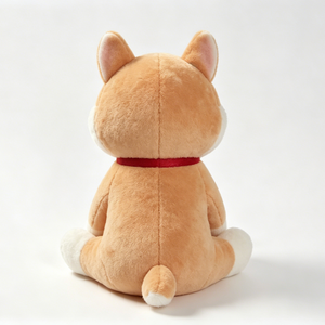 Peluche Personalizado de Shiba Inu, Suave, Color Bronceado y Blanco, Cachorro de Shiba Sentado, con Collar Rojo y Mejillas Rosadas - Product Image 5