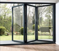 Puerta Plegable de Aluminio Directo de Fábrica, Puerta de Vidrio Bi-Plegable Impermeable e Insonorizada de Tamaño Personalizado para Uso en Balcón de Viviendas y Villas