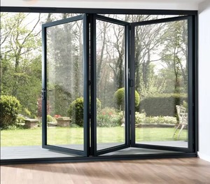 Porte pliante en aluminium directement de l'usine, porte vitrée pliante sur mesure, étanche et insonorisée, pour balcon de villa résidentielle - Product Image 1