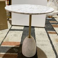 Schöner echter weißer Marmor kleiner Beistell tisch Eiförmiger Stein boden Runder Couch tisch für Hotel Villa Lounges