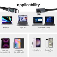 Kabel pengisian daya Cepat USB C ke C 240W, dengan layar LED, PD3.1 USB 4 8K/60Hz, kabel Tipe C kepang nilon