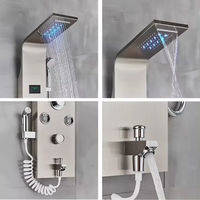 Hôtel-écran thermostatique LED affichage numérique ensemble de douche mural pluie Juego De Ducha pluie panneau brossé doux appartement