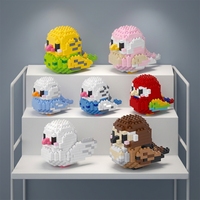 Ensemble de 7 micro-blocs de construction d'animaux : Perroquet, Ara, Nymphéa, Moineau - Modèle en briques à construire soi-même - Cadeau pour enfants et collectionneurs adultes