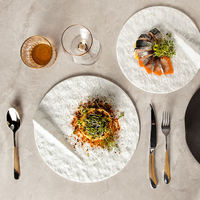 Assiettes et plats de buffet créatifs pour restaurant, couleur blanche, en céramique de roche, vaisselle en porcelaine, assiettes plates japonaises en céramique