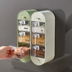 NFS Design moderne Ensemble de boîtes d'assaisonnement murales pour la maison Pots variés sans poinçon pour le <span class=keywords><strong>sel</strong></span> MSG épices pour la cuisine - Product Image 4