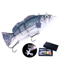 Leurre de pêche robotisé HENGJIA 15CM 54G, leurre nageur rechargeable, leurre de pêche électrique à 4 segments