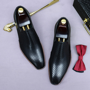 Summer slip-on leather shoes for men, suitable for business and casual wear, made of genuine leather with holes in the sole - Product Image 6