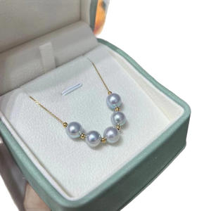 Collier en or 18 carats en gros, chaîne audacieuse en forme de O, collier sourire, perle de chanvre d'eau douce authentique de qualité supérieure de 9 à 10 mm - Product Image 4