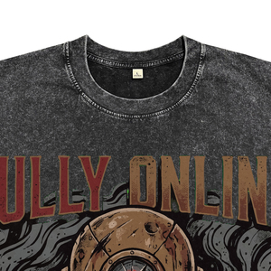 T-shirts surdimensionnés pour hommes, imprimé graphique steampunk train délavé à l'acide, décontractés, respirants, en coton de haute qualité, vente en gros - Product Image 3