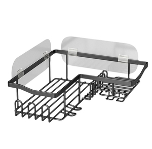 Custom No Drilling Adhesive Corner Shower <strong>Caddy</strong> Black Bathroom Accessories Shower <strong>Caddies</strong> with Soap Holder <strong>Storage</strong> Rack - Product Image 5