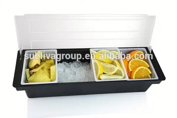 Plastic Table Condiment Holder 4 Compartment Condiment Holder  Fruit Dispenser