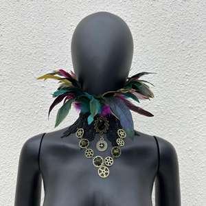 Sciarpa di Piume Unisex Fatta a Mano per Carnevale e Halloween, Morbida con Finiture in Pizzo per Cosplay Gotico, Colore e Dimensioni Personalizzabili - Product Image 3