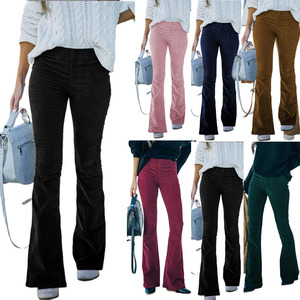 <span class=keywords><strong>Pantalon</strong></span> décontracté en <span class=keywords><strong>velours</strong></span> côtelé à taille haute, coupe régulière, couleur unie, vintage, pour femmes, printemps-été 2024 - Product Image 1