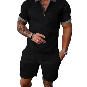 Ensemble de survêtement sportif en coton pour homme avec logo personnalisé, 2 pièces, chemises et shorts, ensembles décontractés, impression de logo personnalisé - Product Image 1
