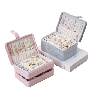 High-End Luxury <b>Large</b> Capacity Rectangle Velvet Storage <b>Box</b> with Button Closure for Rings Earrings-Yuyue Brand Jewelry <b>Gift</b> <b>Box</b> - Product Image 1