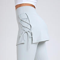 Legging de yoga taille haute effet deux-pièces avec lacets latéraux anti-transparence, coupe ajustée, pour le sport – Meilleure vente