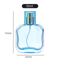 Flacon de parfum carré en verre mat dégradé coloré 50 ml avec bouchon multicolore, vaporisateur à fine brume, rechargeable, format voyage, cosmétique