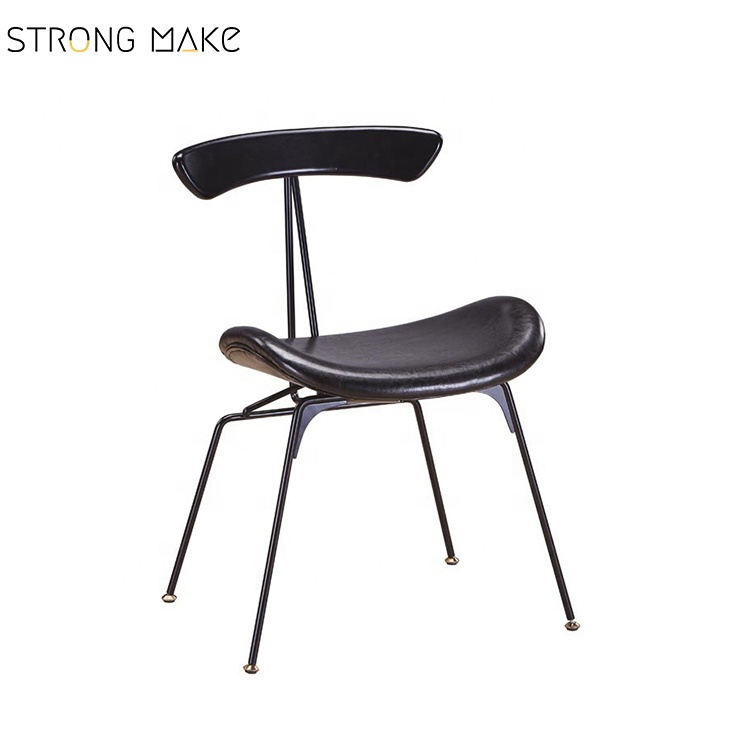 Meubles design moderne créatif dossier d'art de Fer PU cuir stable dinant la chaise en cuir moderne