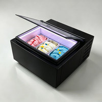 Congélateur compact de table pour la préparation de glaces avec verre anti-buée pour buffet, restaurant et stand alimentaire