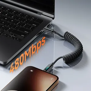 Câble de données USB Type C à charge rapide 120W, rétractable à ressort, avec affichage numérique LED, double USB, gaine en PVC, pour <span class=keywords><strong>iPhone</strong></span> 15 16 - Product Image 5