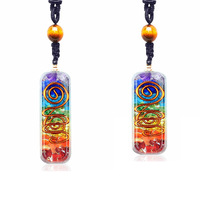 Collier unisexe en cristal œil de tigre à sept pulsations, design tendance en corde avec pendentif semi-précieux naturel pour le yoga et la santé, idéal comme cadeau