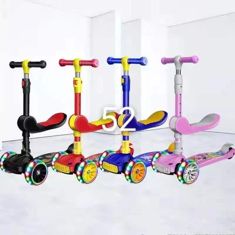 Children baby kids scooters luminous wheel outdoor 3 three wheels 2 in 1 toys kick scooters for kids