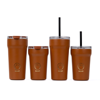 Gobelet isolé réutilisable avec paille et couvercle Tasses à café en acier inoxydable 12oz Tasse de voyage sous vide pour café chaud et froid
