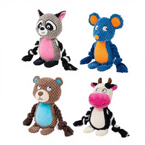 Juguetes de peluche clásicos de dibujos animados para perros, con cuerda chirriante, diseño de vaca, ratón, <span class=keywords><strong>mapache</strong></span>, oso, interactivos para jugar a tira y afloja, nuevo diseño para interiores. - Product Image 2